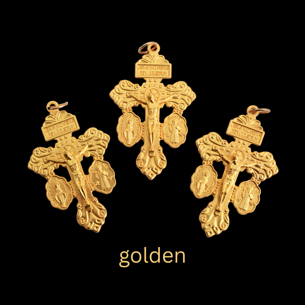 Three Way Pardon of Indulgence Crucifix, 3pcs Available in Silver, Gold, or Bronze 2-3/16" Long