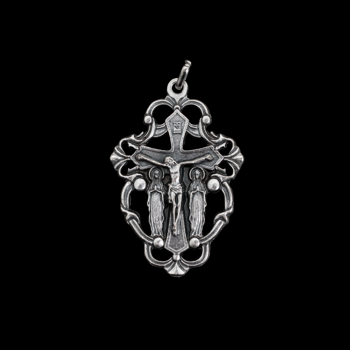 Large Ornate Rosary Crucifix - The Virgin Mary & John the Apostle in a Stabat Mater - John 19:26 Woman, Behold Your Son