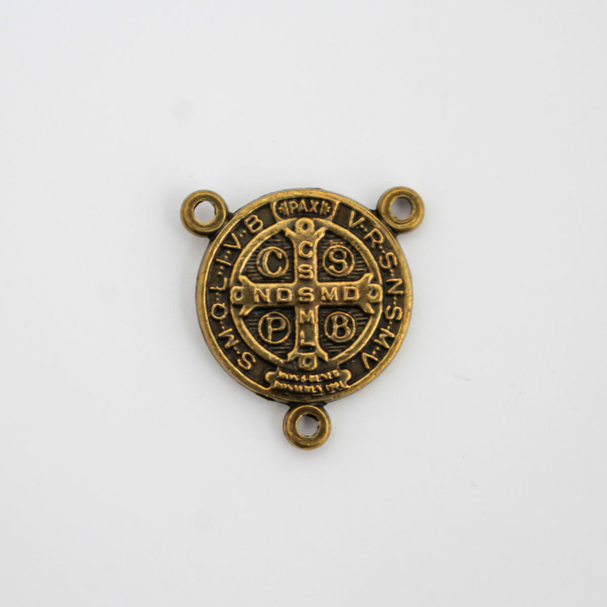 Bronze Saint Benedict Rosary Centerpiece 3/4" in Diameter - Made in Italy