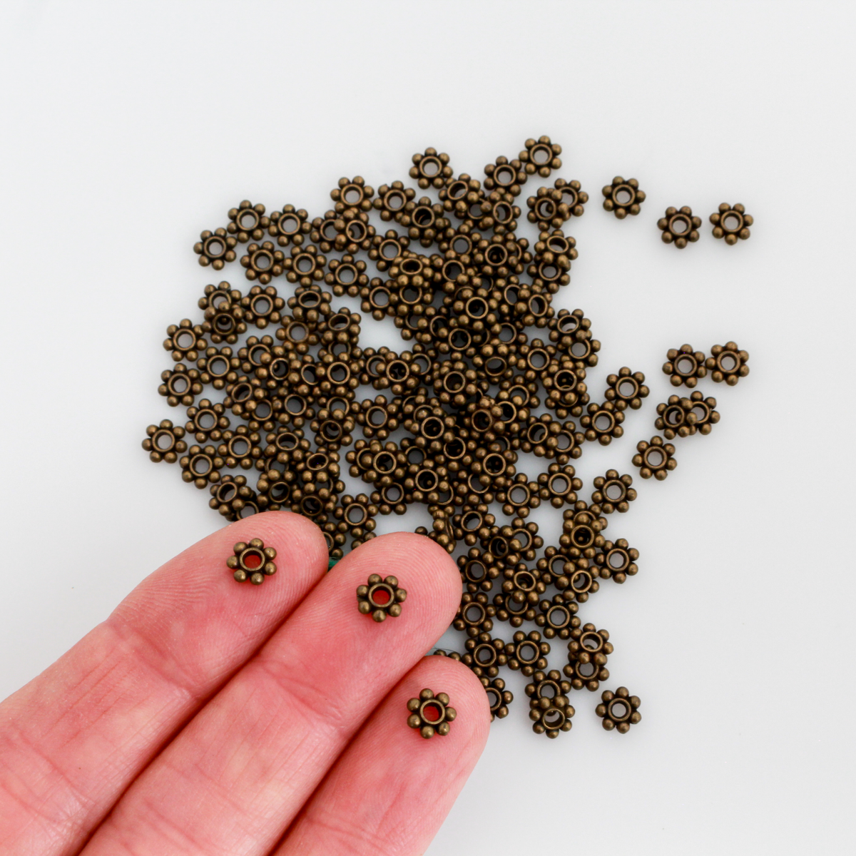 Daisy Spacer Beads 6mm diameter, 2mm hole - Antique Bronze Discs 150pcs