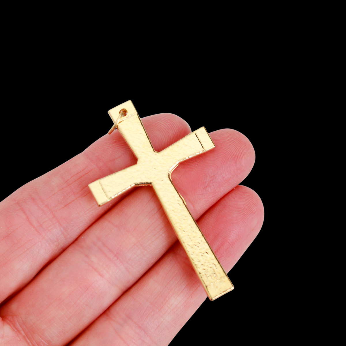 Gold Textured Crucifix Cross with Angels on Each End 2" Long