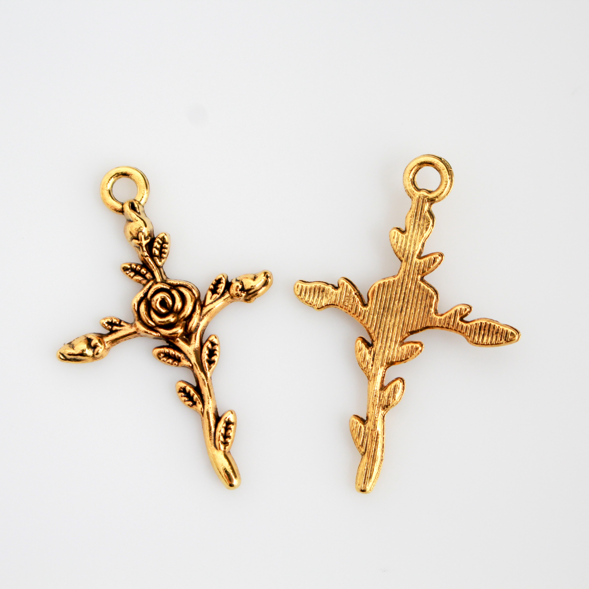 Rose Cross Charms Available in Antique Silver, Gold, Bronze 35mm x 24mm, 25pcs