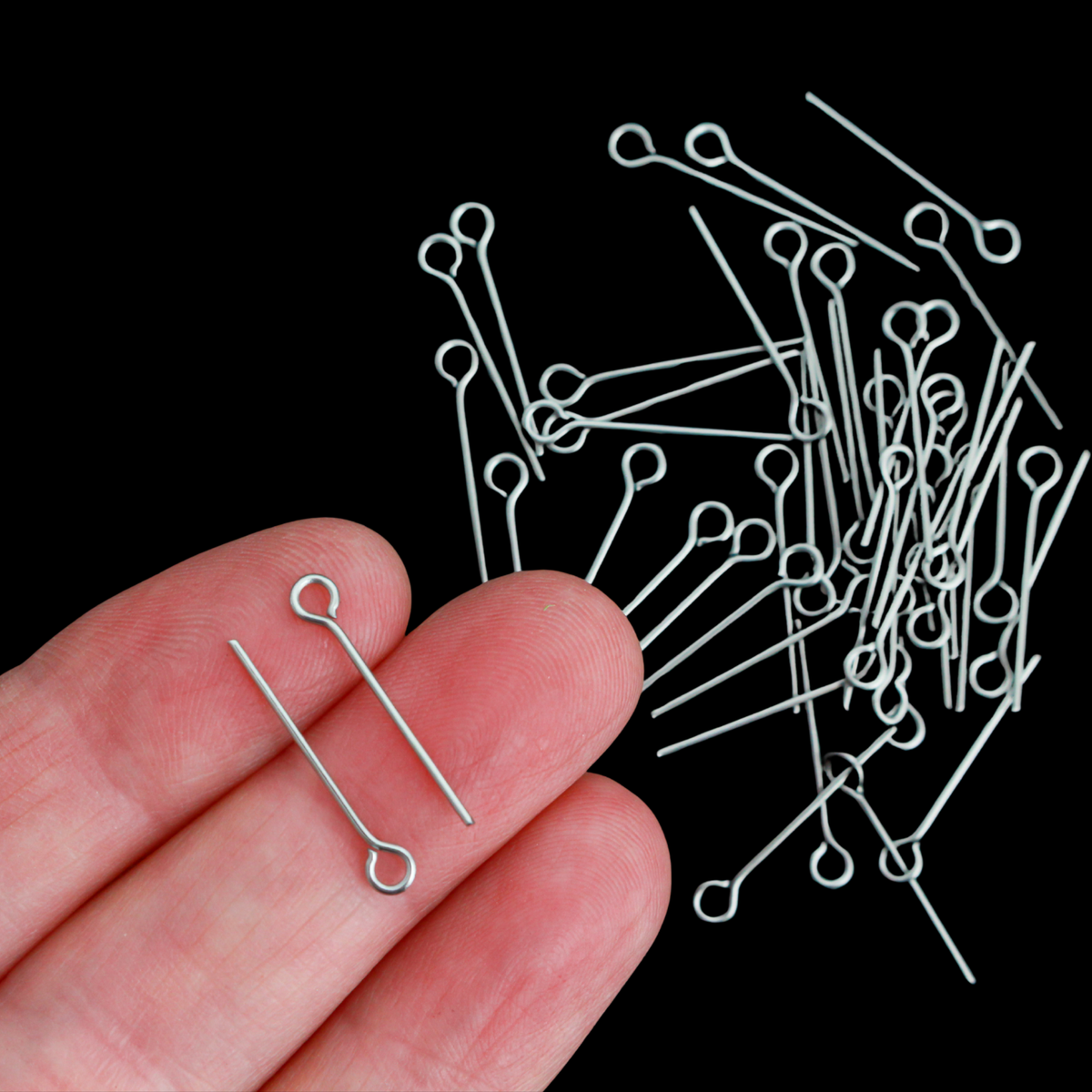 Stainless Steel Eye Pins 16mm long x 0.7mm (21 Gauge) 100pcs