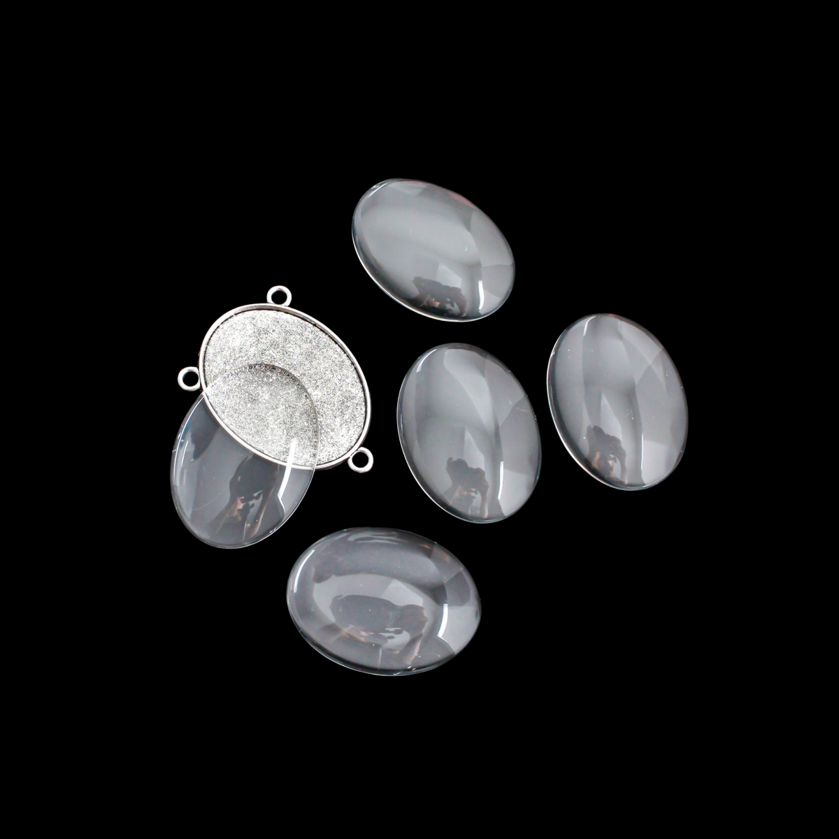 Large Rosary Centerpiece Blank Bezel Trays - Fits 40x30mm Oval Cabochon, 5pcs