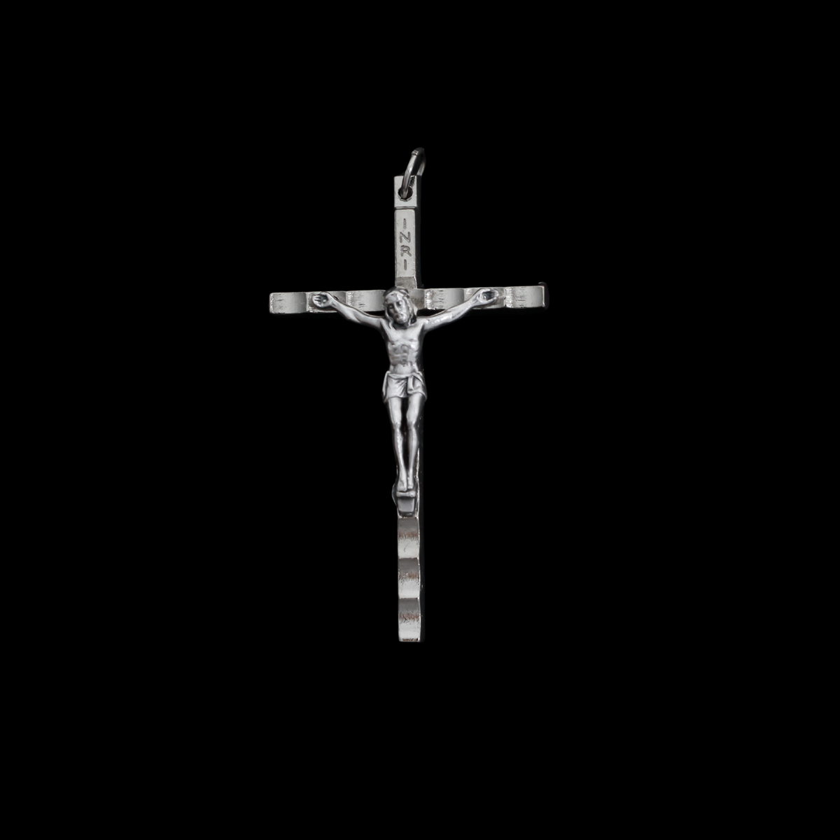 Hammered Silver Plate Crucifix Cross with Ripple Texture, 2-3/16" Long (5.6cm)