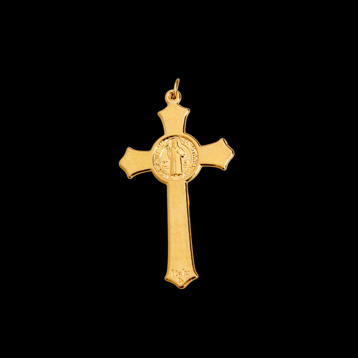 Gold St. Benedict Rosary Crucifix Cross with Flared Edges 2-1/8" Long