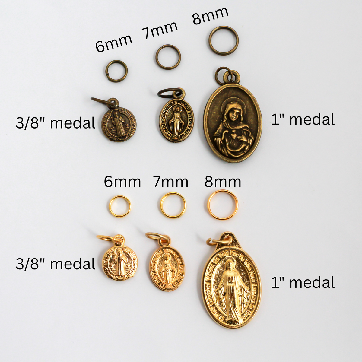 Iron Split Jump Rings - 6mm 7mm 8mm - Available in Bronze and Gold in packages of 100pcs