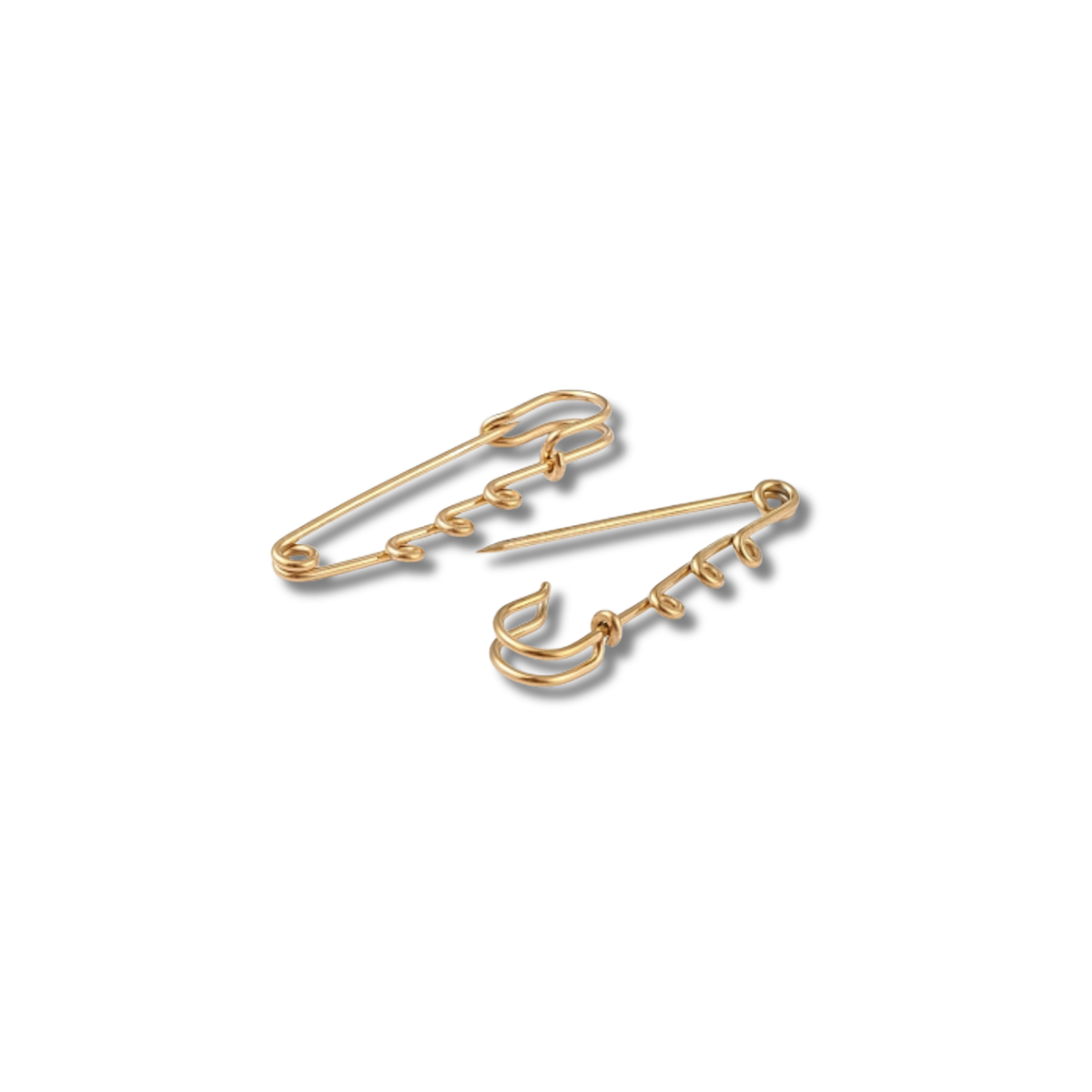 Golden Safety Pin Brooch with Three Loops for Adding Charms or Medals