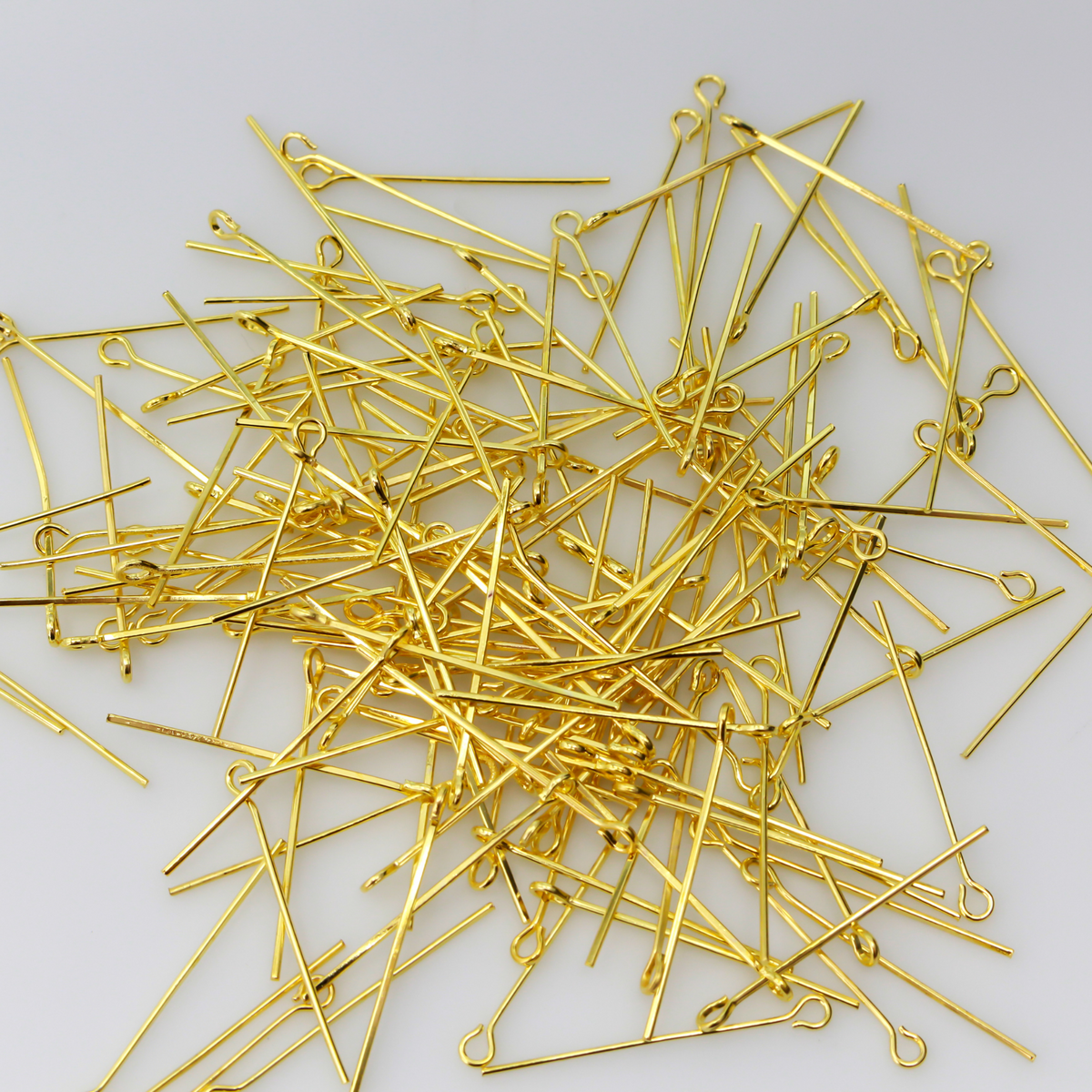 Gold tone eye pins, 28mm long (1-1/8") x 21 Gauge (0.7mm)