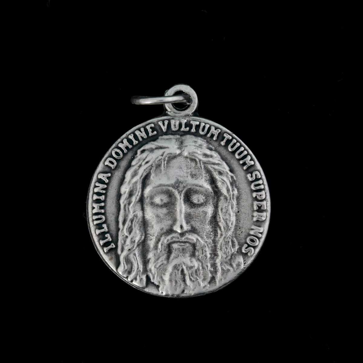 Holy Face Of Jesus Religious Medal - Solid 14K Yellow Gold, Round (Size Of A Dime), Lobster Clasp