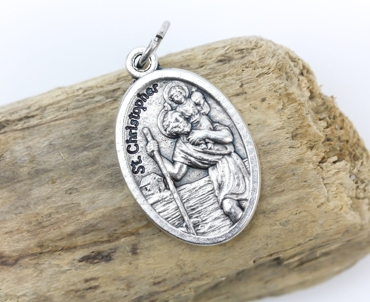 silver tone saint christopher medal