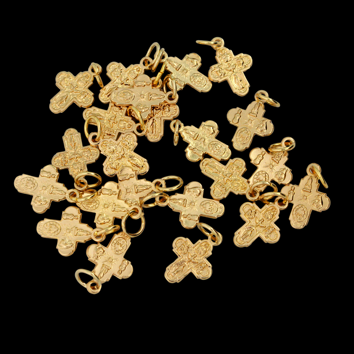 Gold Tone Four Way Cross - Scapular Medal 5/8" Long