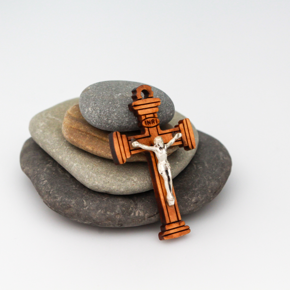 Olivewood Crucifix Cross Pendant, 1-1/2" Long, Made in Italy