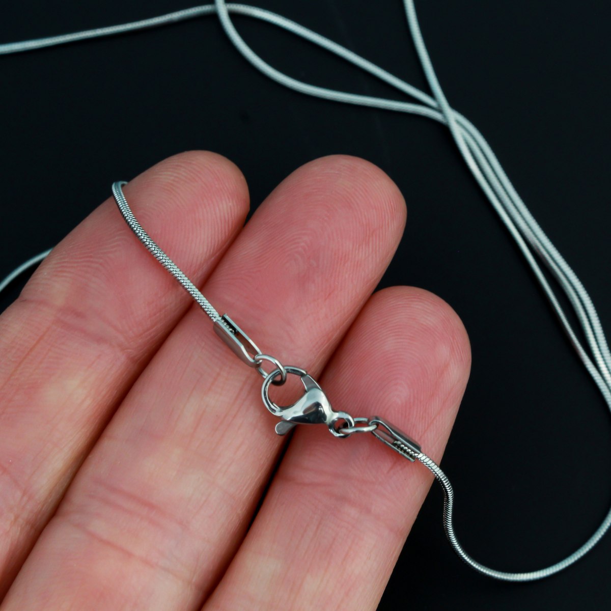 Stainless steel snake chain necklace, 21.75 inches long