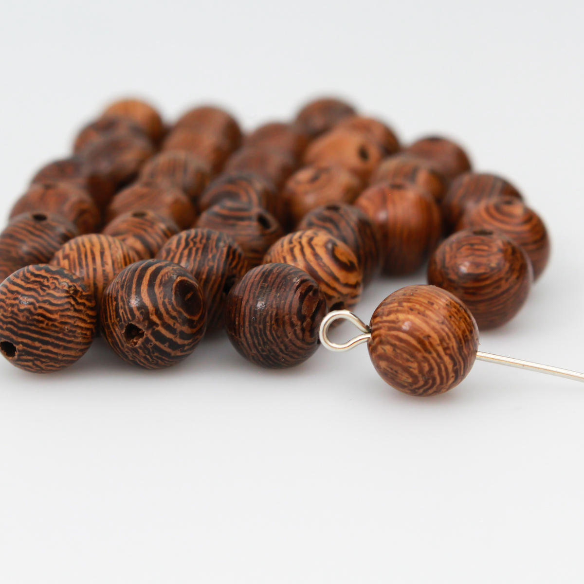 Natural Wenge Wood Beads - 8mm Round Brown Mala Prayer Beads