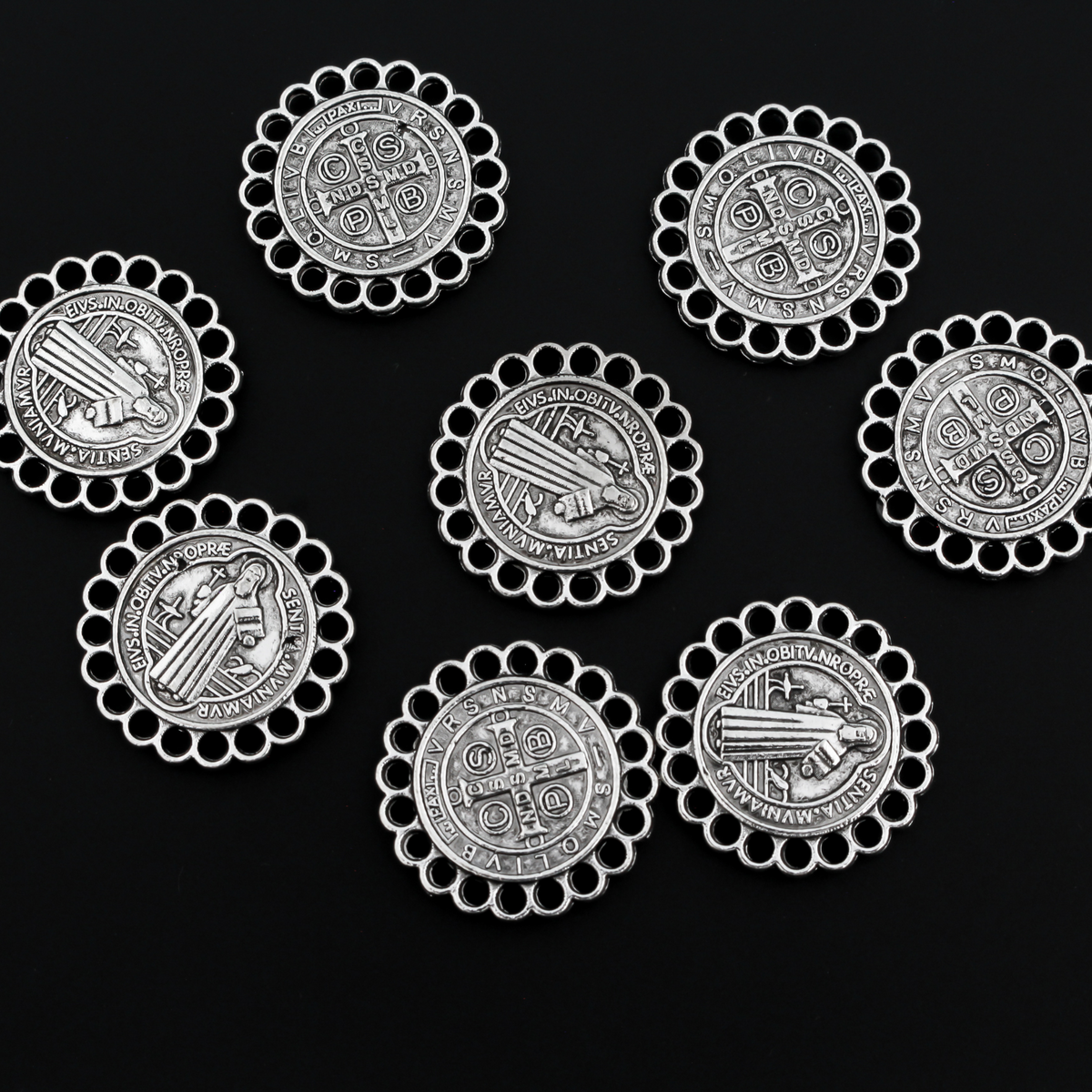 Saint Benedict Charms - Connector Chandelier Links - 20mm Diameter, 20pcs
