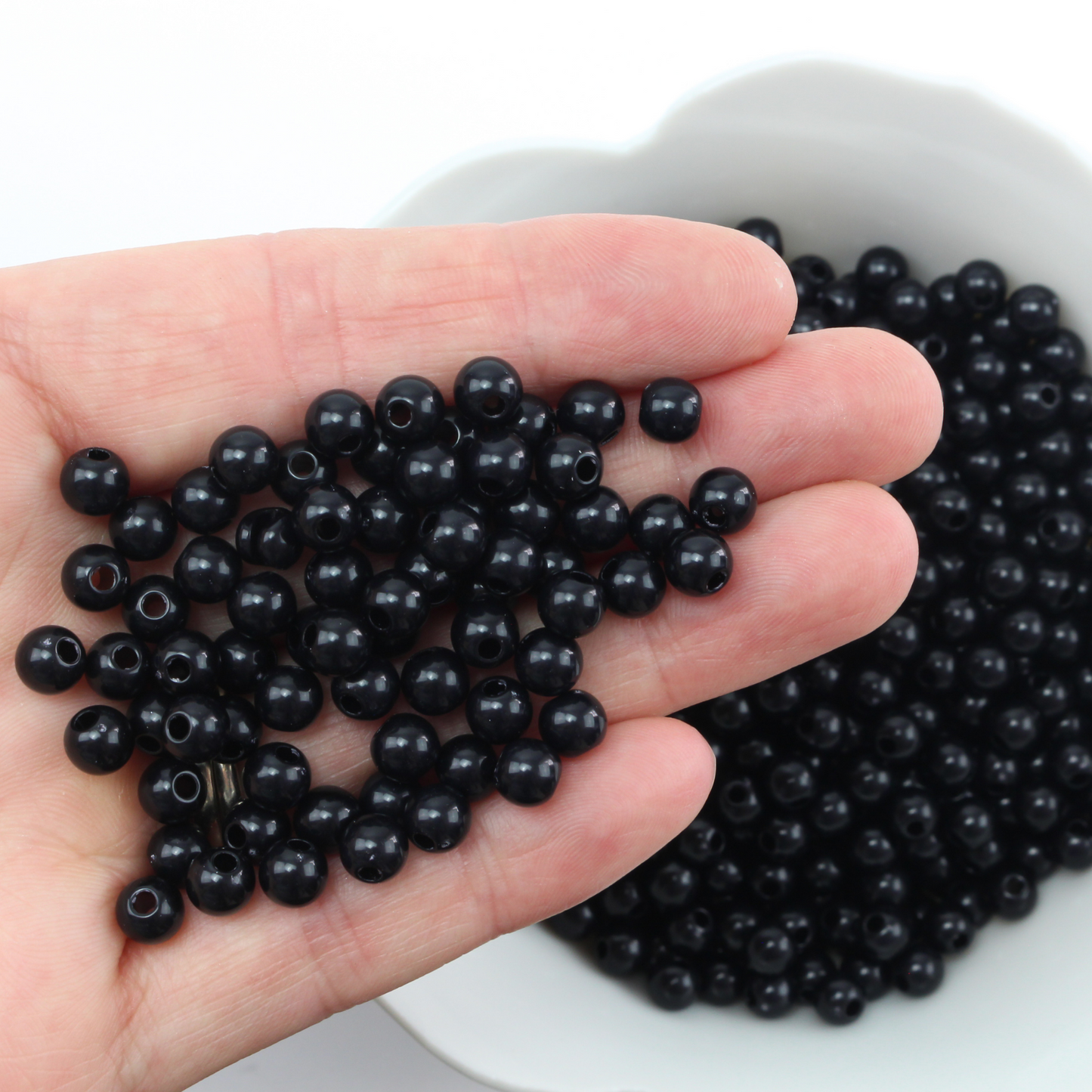 Acrylic 6mm Round Black Beads for Five Decade Rosary - 100 beads