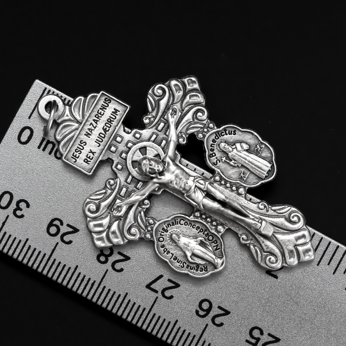 3 Way Pardon of Indulgence Crucifix with Miraculous Medal and Saint Benedict Medal 2-3/16" Long