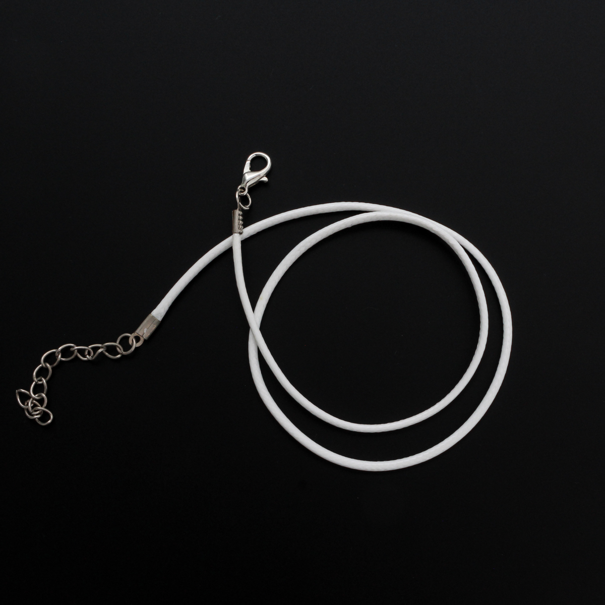 White wax cord necklace with a lobster clasp and extender chain