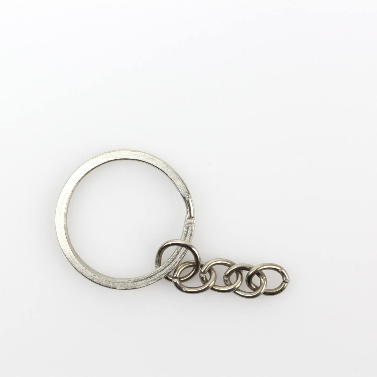 Split Key Ring with Attached Chain - Silver Tone 1 inch keyrings