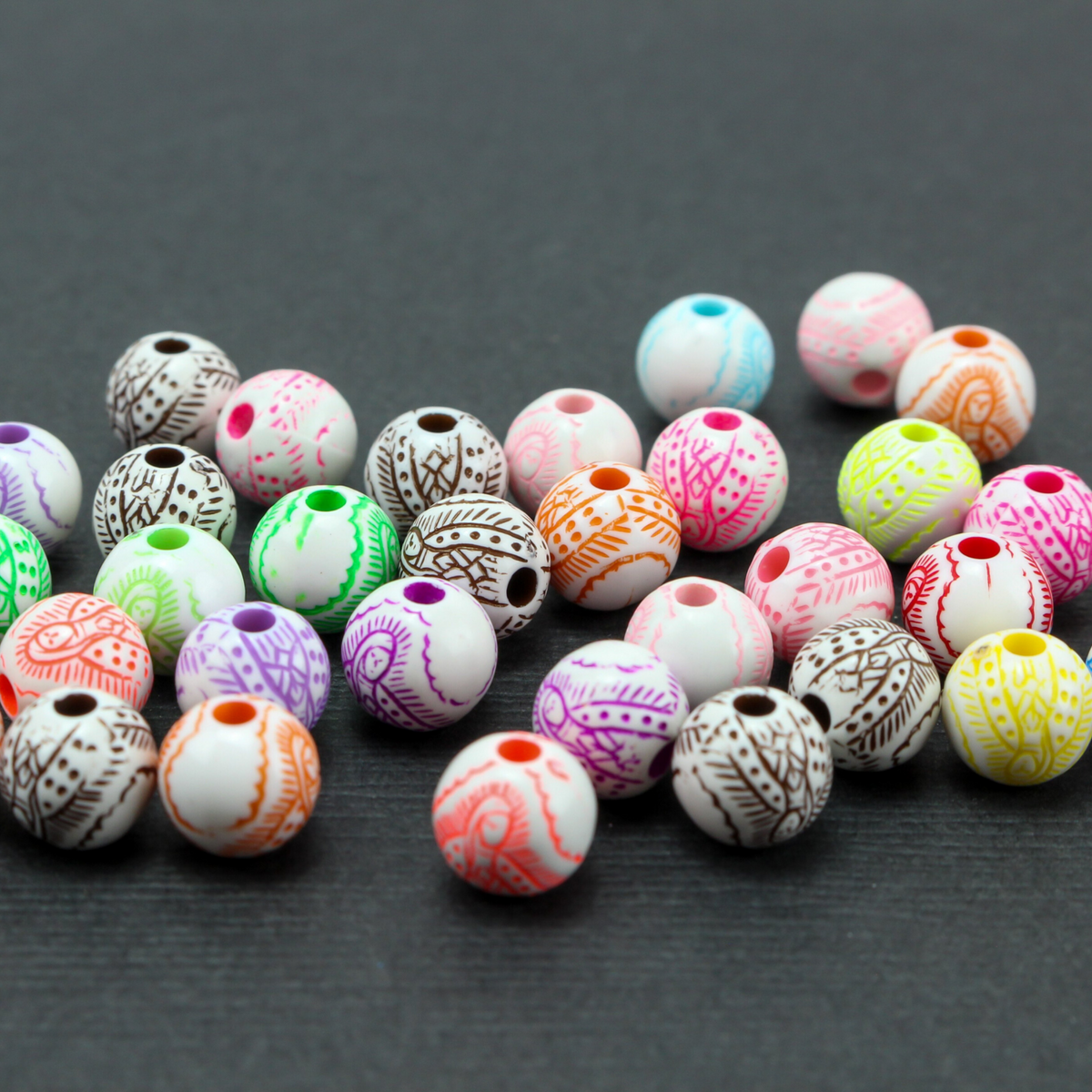 Acrylic Multi Color Craft Beads Our Lady of Guadalupe 8mm Round - 60pcs