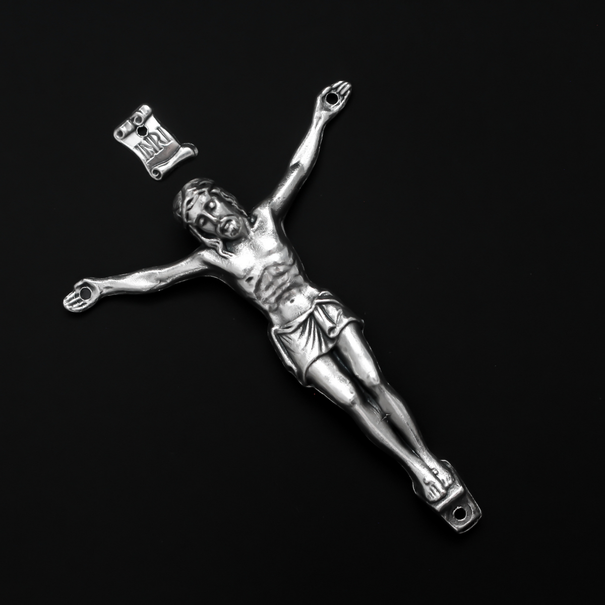 Silver Corpus for Crucifix - Body of Christ 2-3/4" long w/ pre dilled 2mm holes
