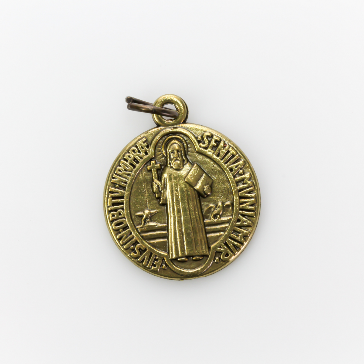 Saint Benedict protection medal that is bronze-tone in color 19mm