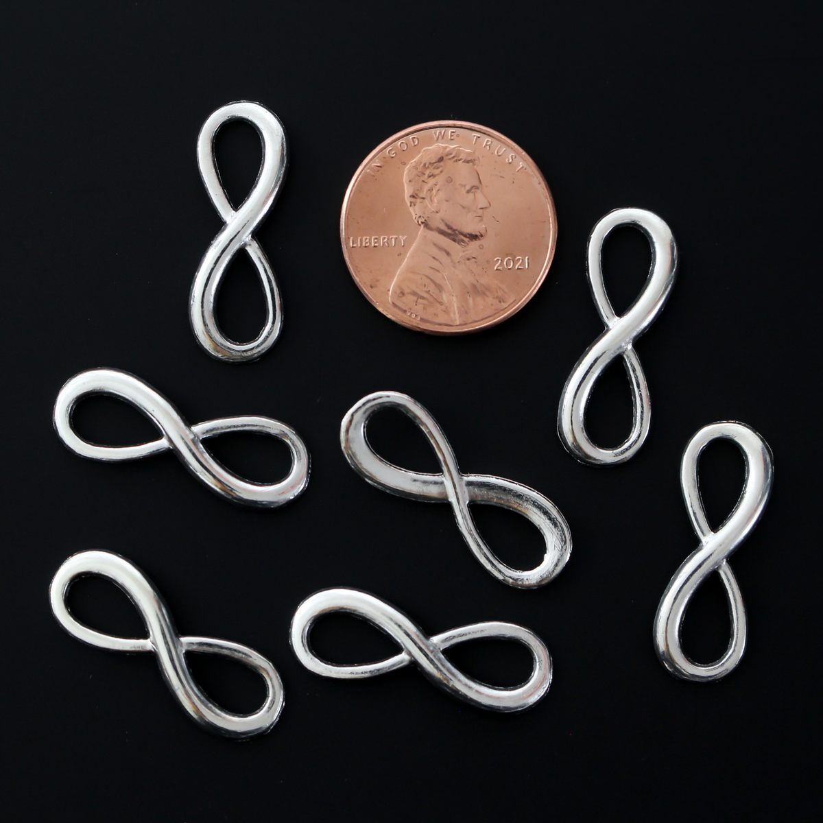 Silver-tone infinity symbol connector links, 23mm long