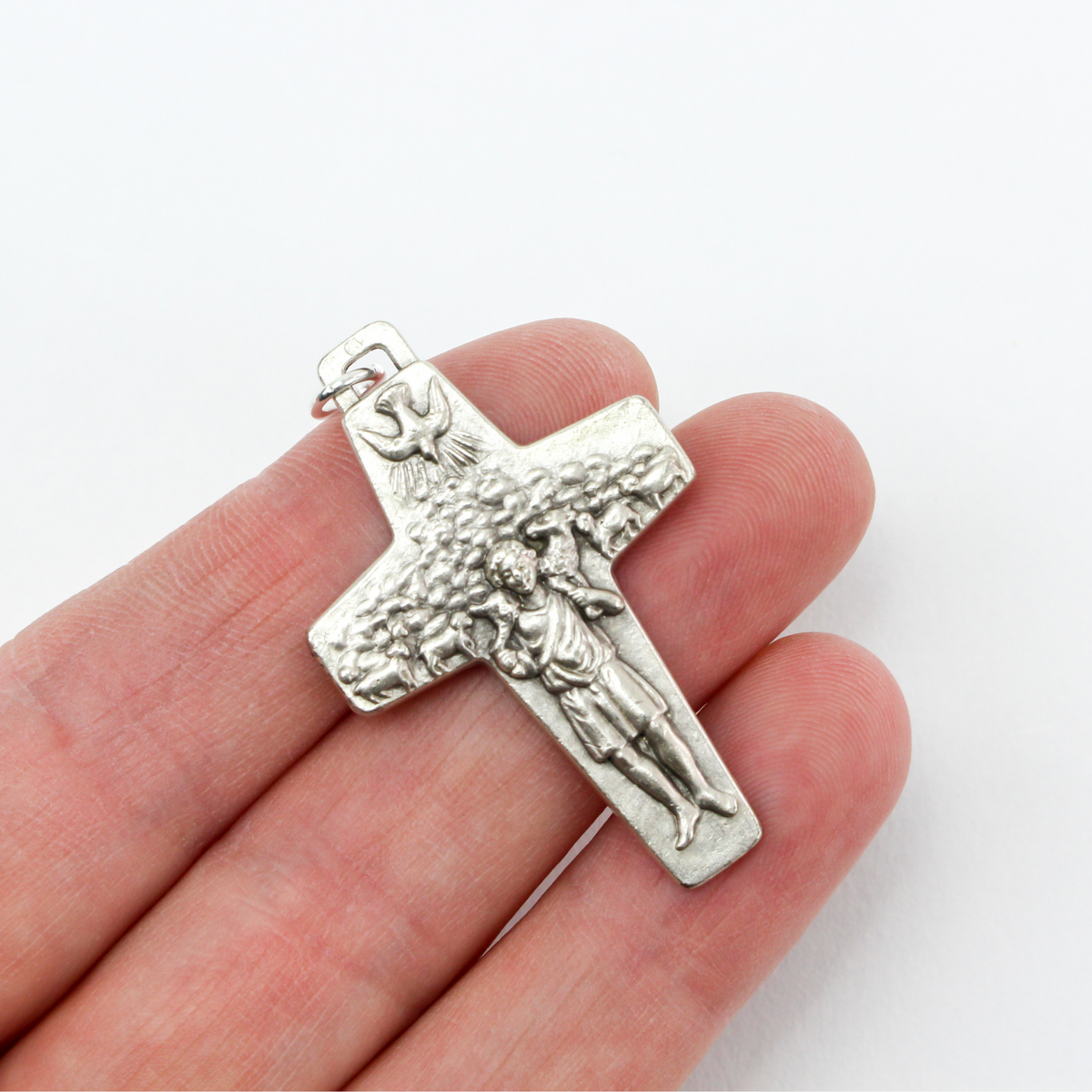 Papal Cross Key chain, Pope Francis Good Shepherd, Metal, 2, Italy