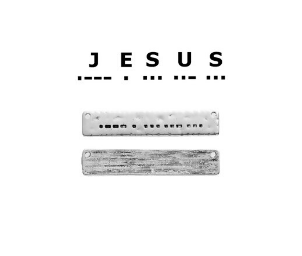 Jesus Name in Morse Code Charm Connectors - Silver Tone 12pcs