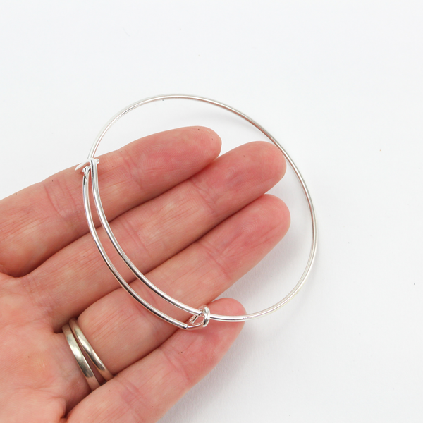 Adjustable Bangle Bracelet - Iron Silver Plated Wire Expandable 65mm