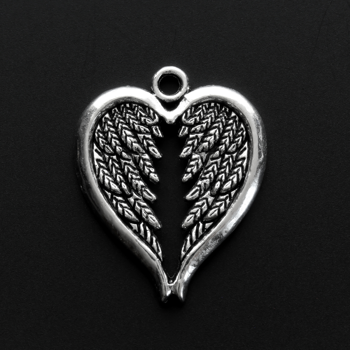 Heart Wing Charms 30mm long - Guardian Angel Wings in Heart, 10pcs
