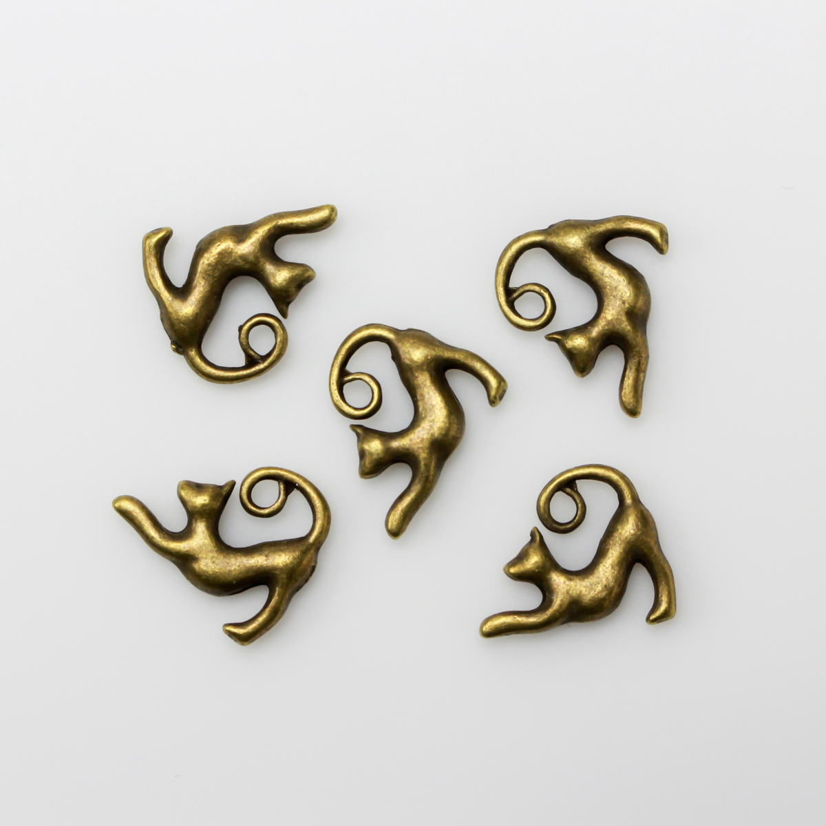 Cat Charms in Yoga Stretch Pose Bronze Tone - Symbol of Curiosity, Courage, Patience 25pcs