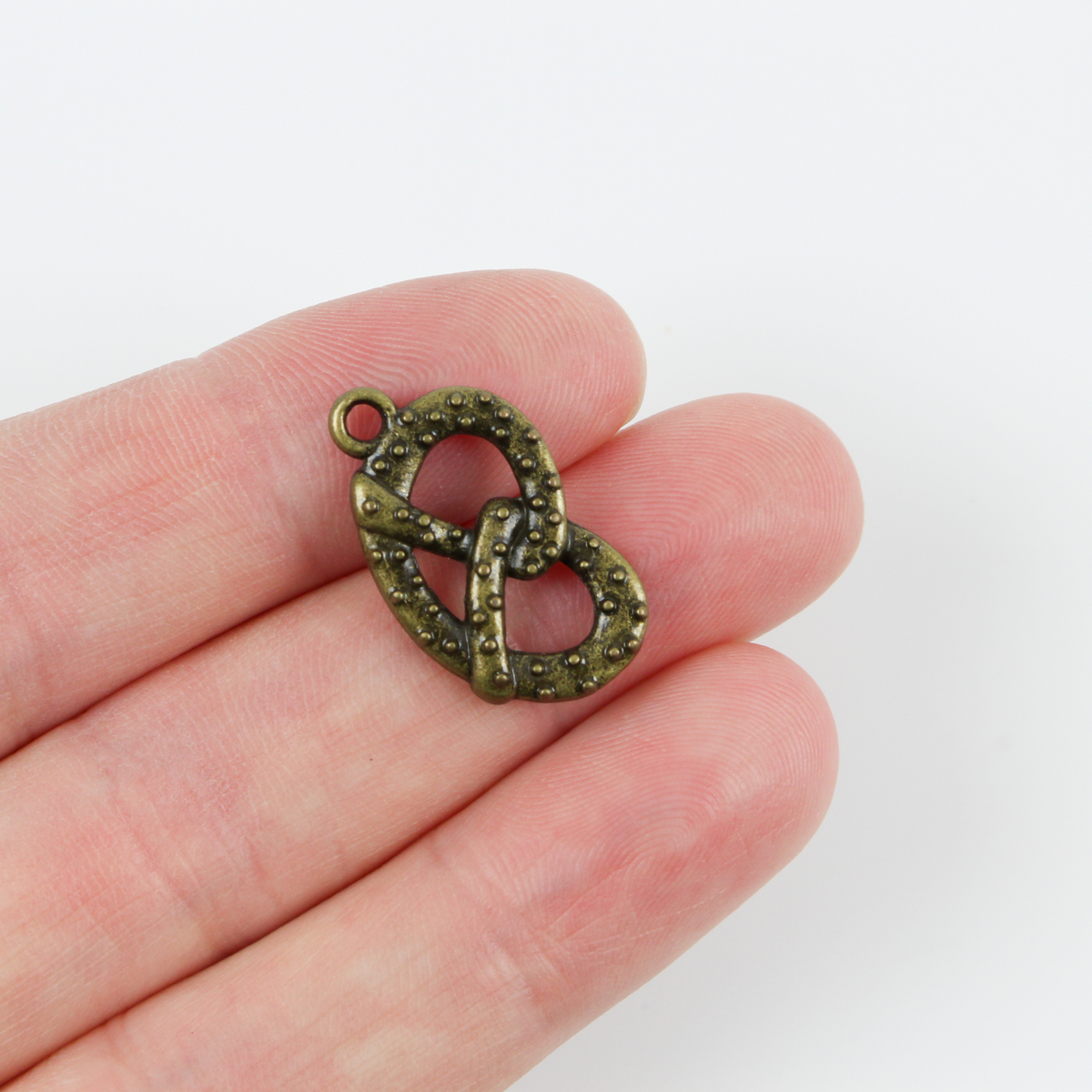 Bronze Pretzel Charms - Symbol of Prosperity, Undying Love, and Spiritual Fulfillment 22mm long - 3pcs