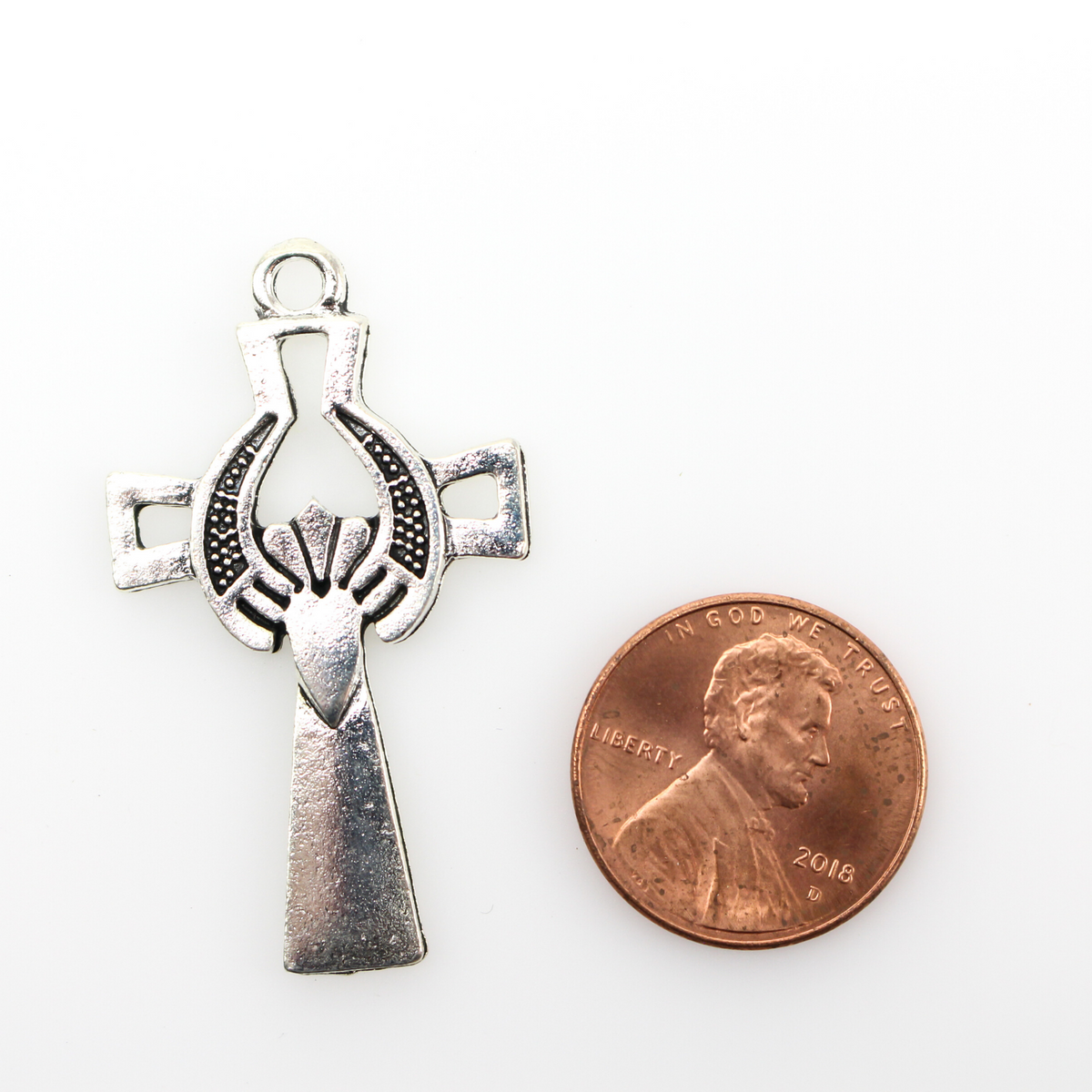 Irish Cross Pendant with Claddagh Symbol of Crown, Hands, and Heart 5pcs