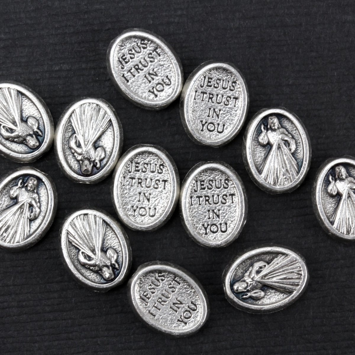 Divine Mercy of Jesus Metal Spacer Beads - Jesus, I trust in You Rosary Beads - 60pcs