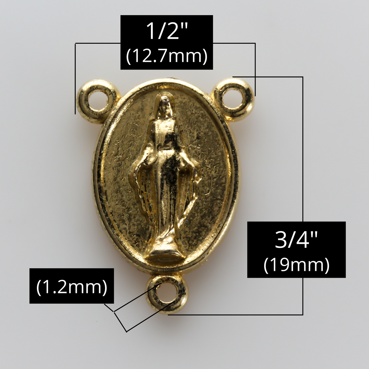Our lady of Grace rosary centerpiece with the Catholic Coat of Arms on the reverse side, gold tone color