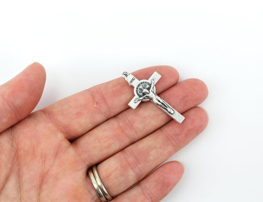 Saint Benedict Crucifix Cross with Straight Edges, 1-1/2" Long