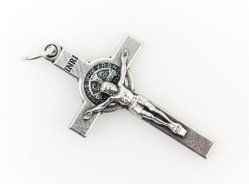 Saint Benedict Crucifix Cross with Straight Edges, 1-1/2" Long