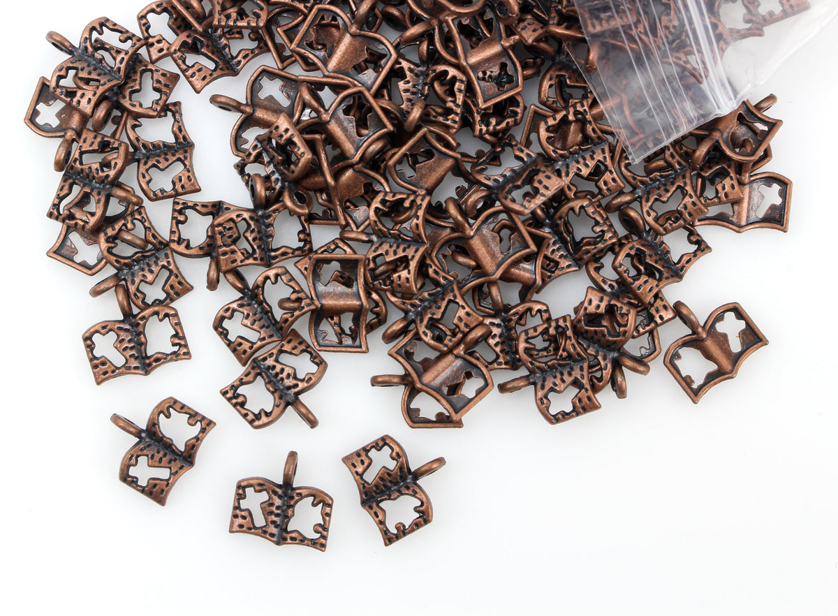 Holy Bible Charms with a Cross and Dove Cutout - Antiqued Copper 25pcs