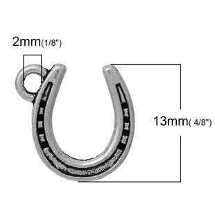 Lucky Horseshoe Charms - Silver Tone 25pcs
