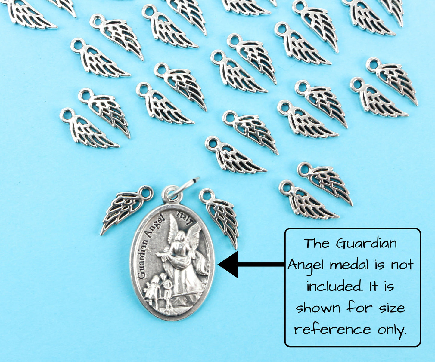 Tiny Wing Charms Double Sided - Silver Tone in Color, 50pcs