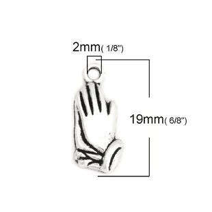 Praying Hands Charms - Silver Tone 25pcs