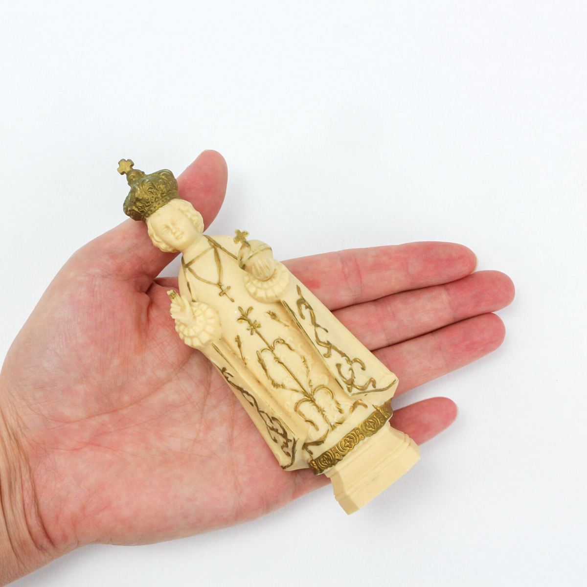 Vintage Plastic Infant Jesus of Prague Statue - Miniature El Niño Jesús de Praga