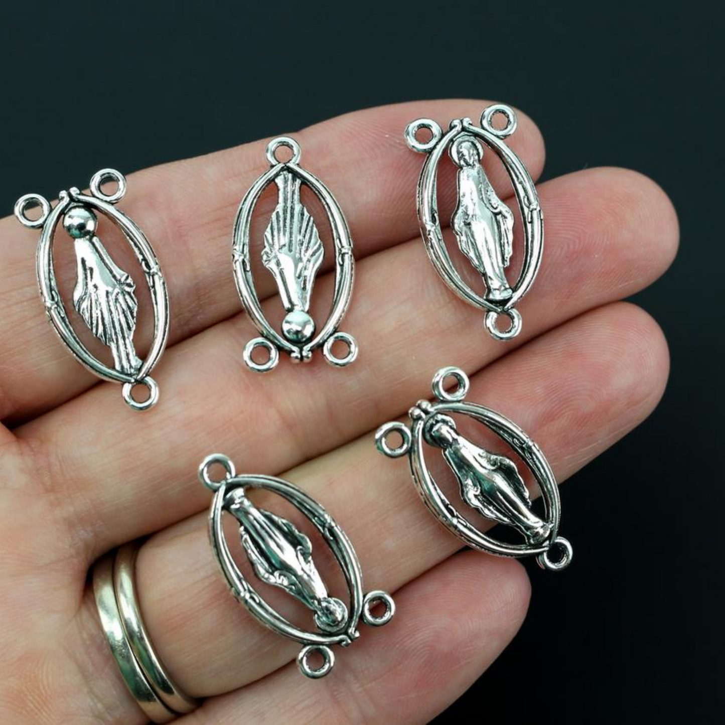 Miraculous Medal Rosary Centerpieces with a Cutout Design - Blessed Virgin Mary 5 pieces