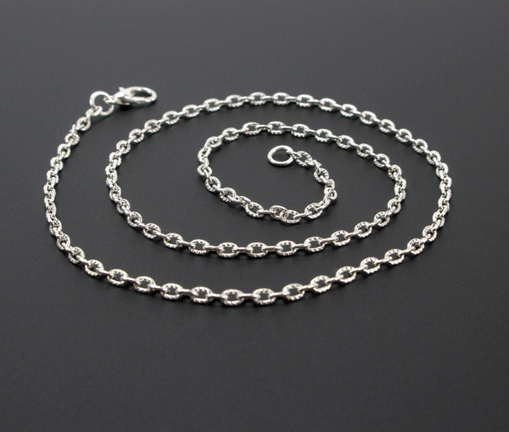 one Silver Plated Textured Cable Chain Necklace