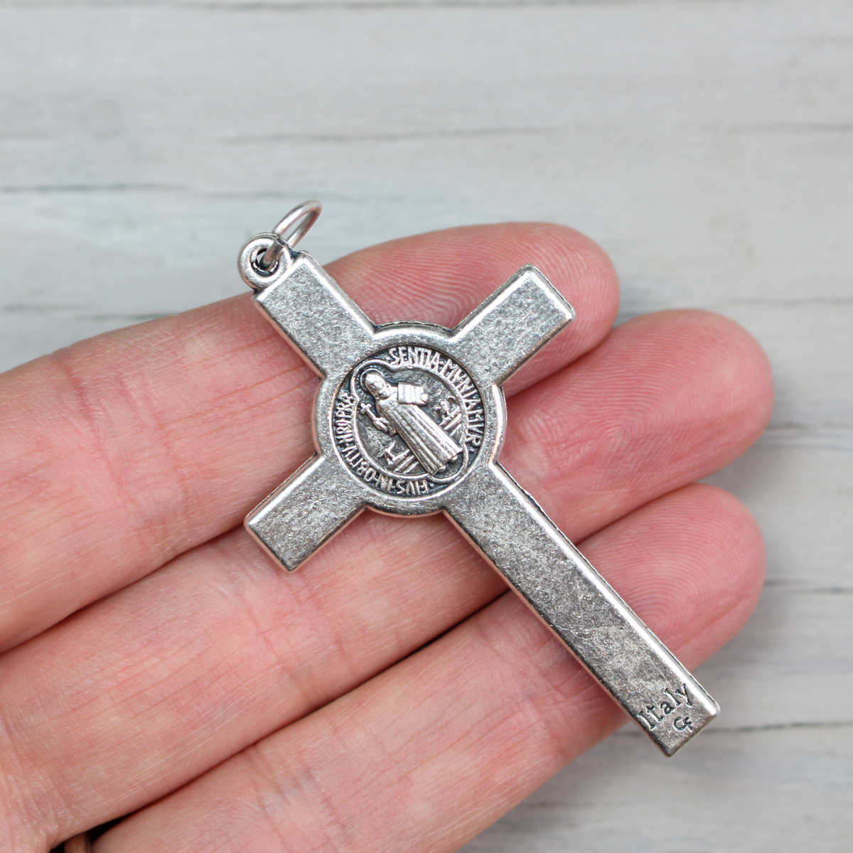 Saint Benedict Large Rosary Crucifix Cross 2-1/8 inches long