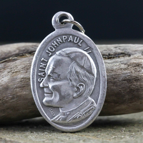 die cast silver medal depicting saint john paul II