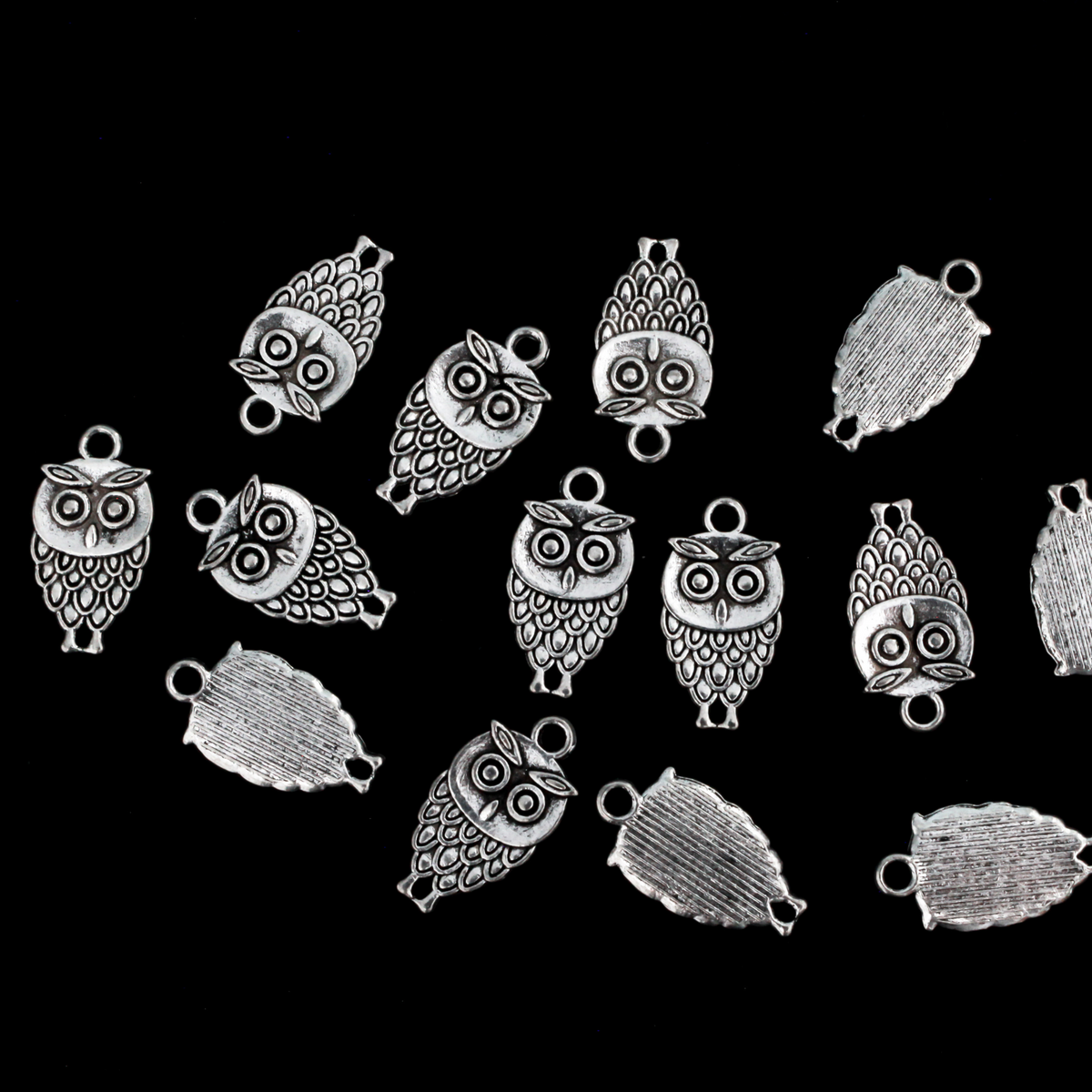 Owl Charm 18mm Long - Symbol of Wisdom - Antiqued Silver Color, 25pcs