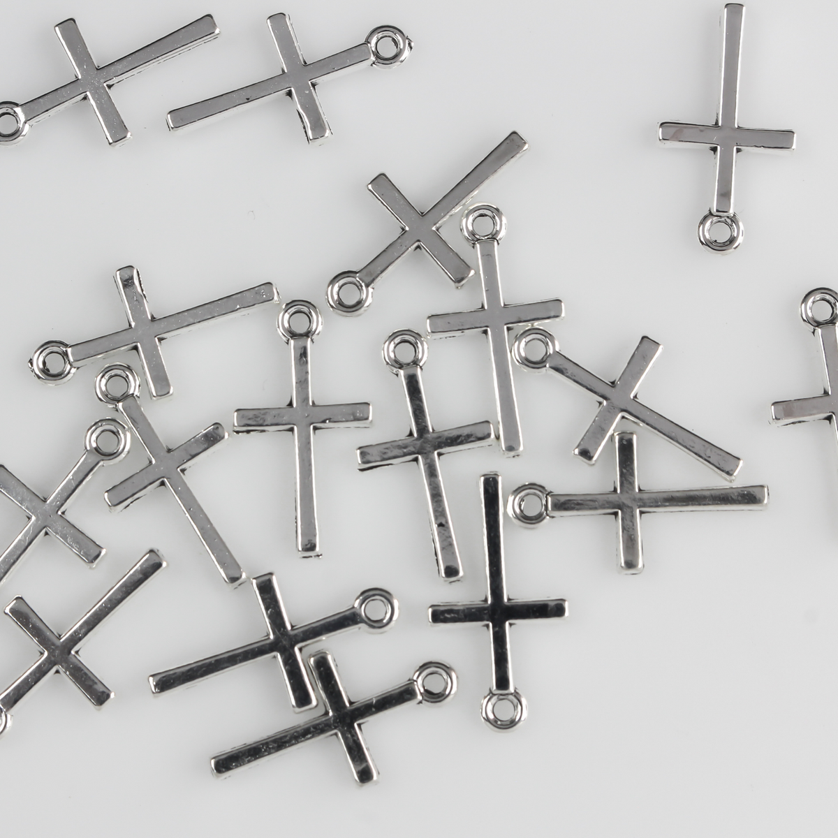 Silver Tone Cross Pendants 24mm X 14mm Simple Classic Cross Charms